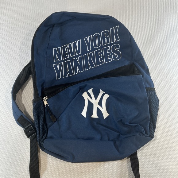 New York Yankees Backpack • MLB Book Bag Blue w/ Logo & Front Zipper Pocket - Picture 1 of 8